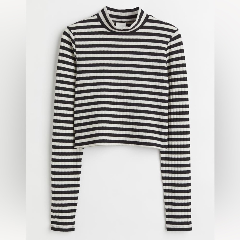 H&M Striped Cropped Mock Neck Top - Picture 6 of 7